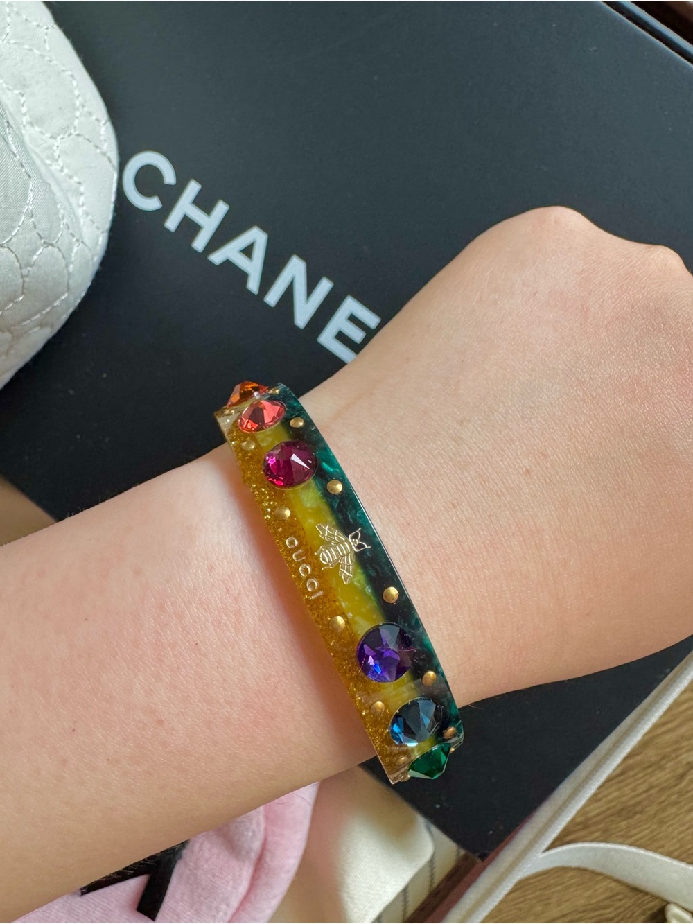 Gucci Multicolor Resin Bracelet in Green, Yellow, Purple